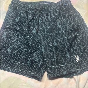 Psycho Bunny Black and White Kids Swim Trunks